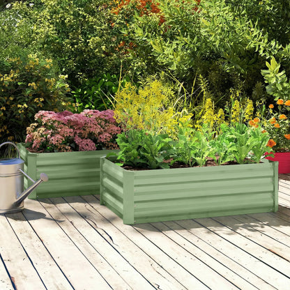 Galvanized Raised Garden Bed Set, 2 Light Green Planter Boxes, Light Green Galvanized Planter Boxes at Gallery Canada