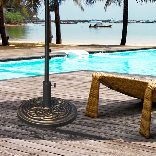 25 lb Heavy Duty Patio Umbrella Base, Round Stand, Outdoor, Bronze