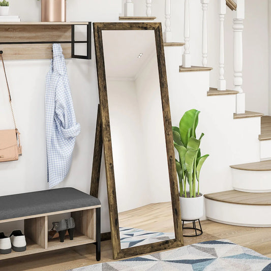 58" x 20" Floor Mirror, Full Body, Rustic Brown, Brown Full Length Mirrors Rustic Brown at Gallery Canada