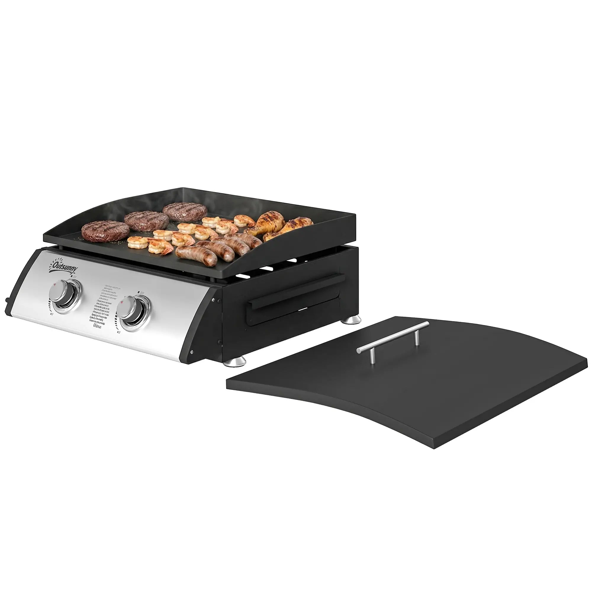 2 Burner Gas Grill, Portable Tabletop BBQ, Camping Picnic, Silver Propane Gas Grills Silver at Gallery Canada