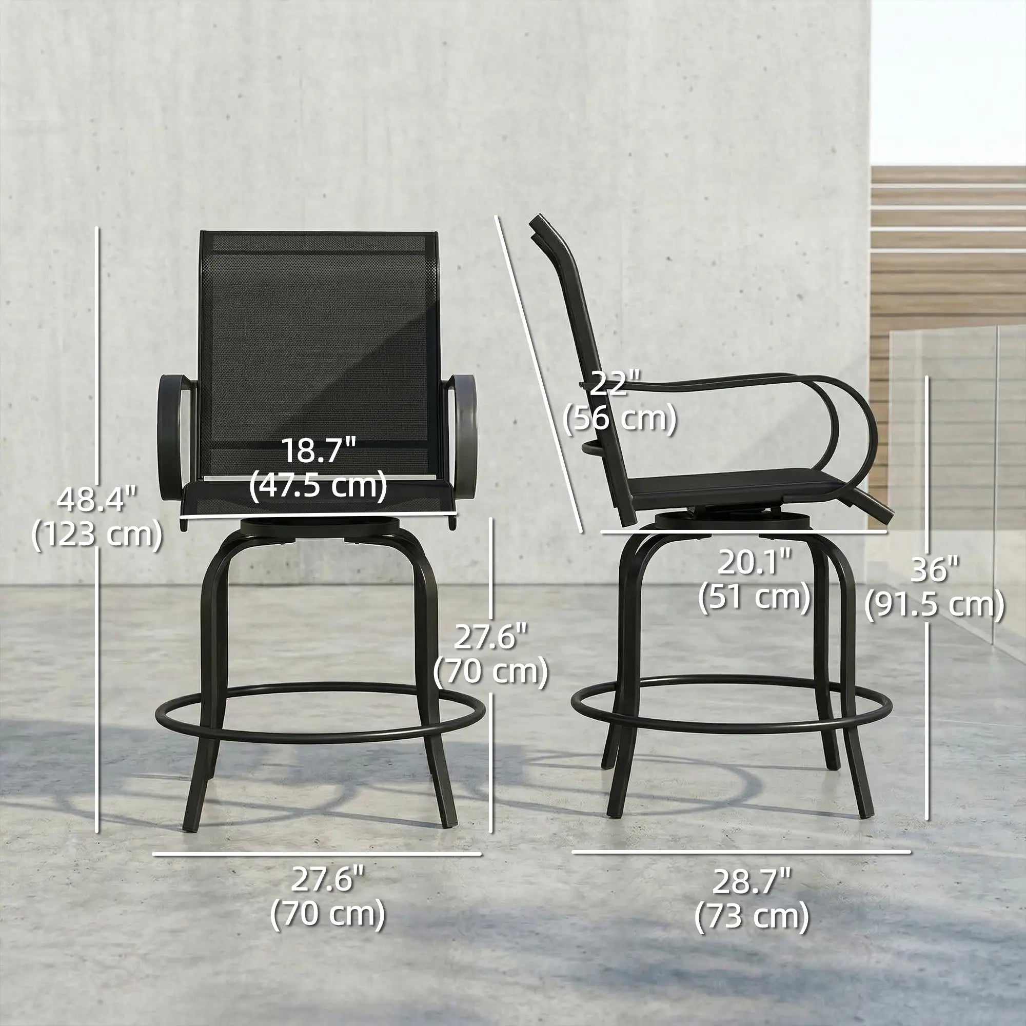 Outdoor Bar Stools Set Of 2, 27.6