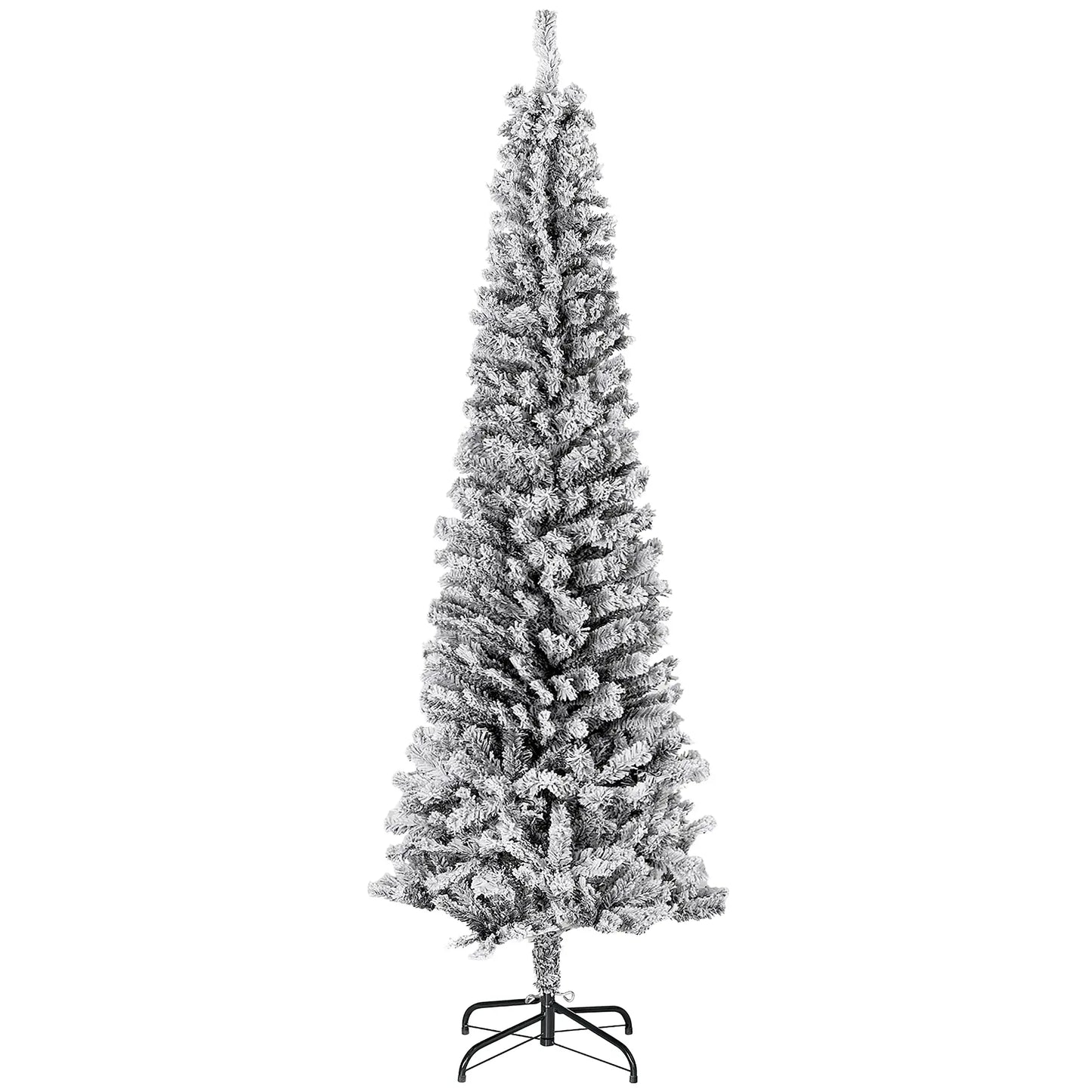 6ft Flocked Pencil Christmas Tree, Realistic Branch Tips, Black Pencil Christmas Trees Black at Gallery Canada