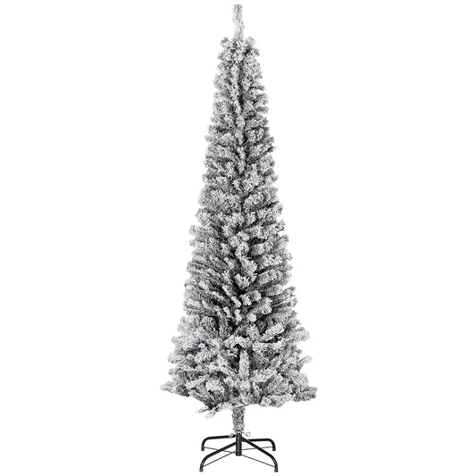 6ft Flocked Pencil Christmas Tree, Realistic Branch Tips, Black Pencil Christmas Trees Black at Gallery Canada