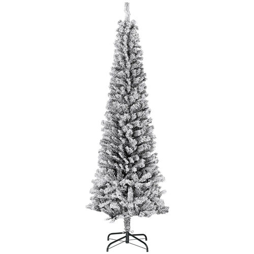 6ft Flocked Pencil Christmas Tree, Realistic Branch Tips, Black