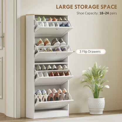 Modern Shoe Storage, 3 Flip Drawers, Adjustable Shelves, 18 Pairs, White Shoe Storage Cabinets & Racks at Gallery Canada