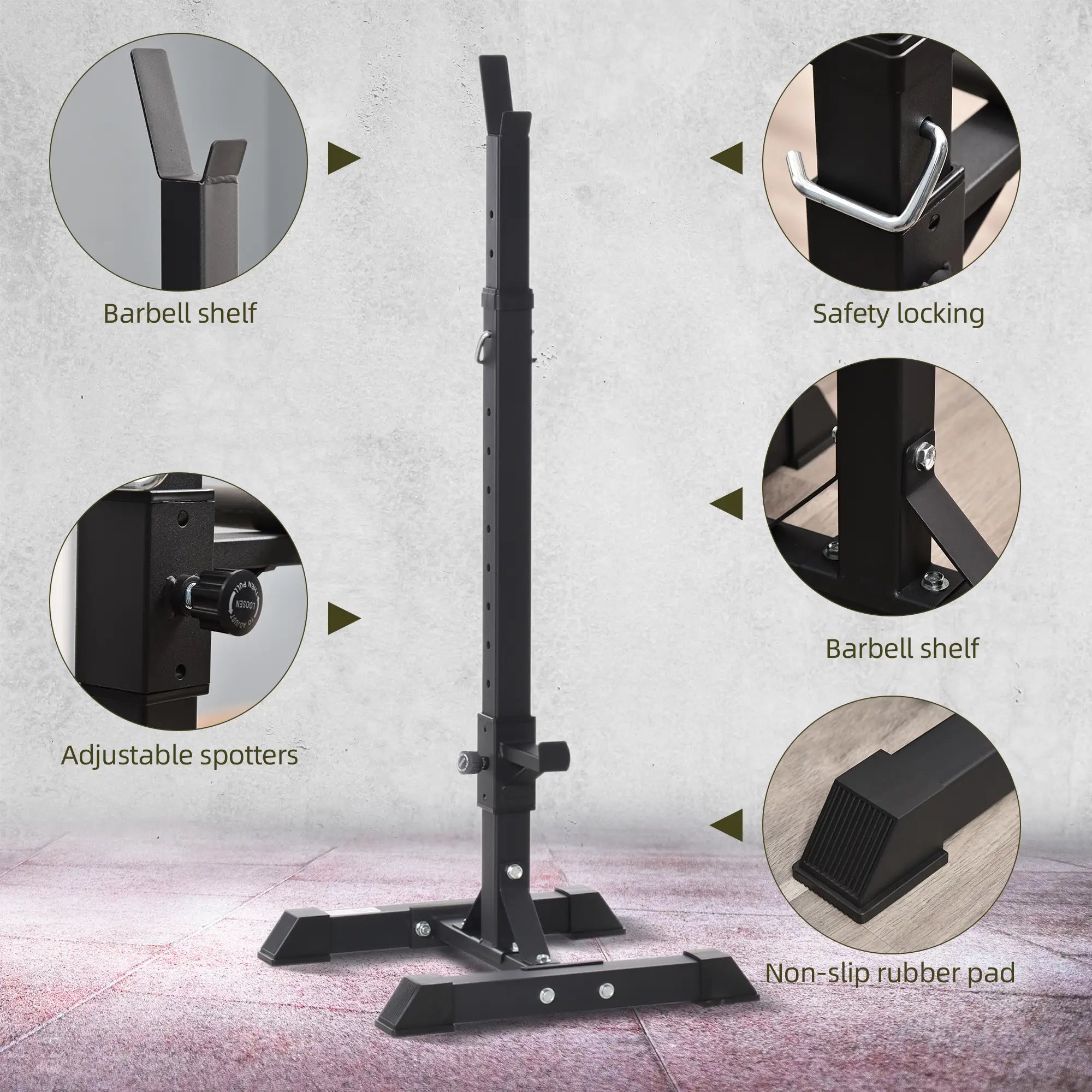 Adjustable Power Squat Stand, 2 Bars Barbell Holder, Black Power Towers at Gallery Canada