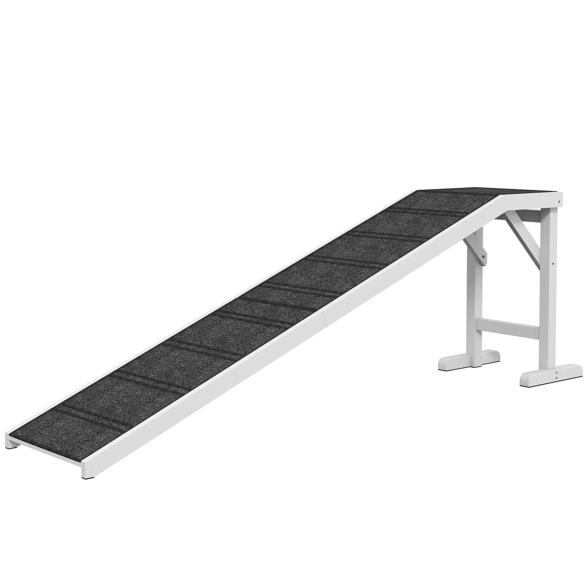 Dog Ramp with Non-Slip Carpet, Top Platform, 74" x 16" x 25", White Dog Stairs White, Grey at Gallery Canada