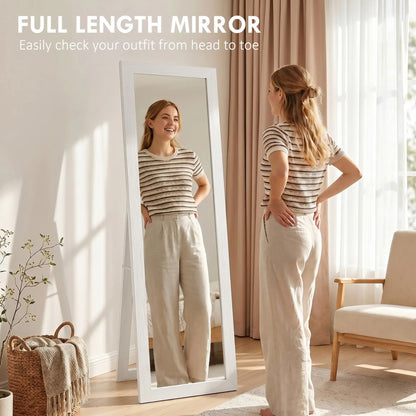15" x 62" Full Length Mirror for Bedroom, Free Standing Dressing Mirror, Wall Mirror for Living Room, White Full Length Mirrors at Gallery Canada