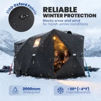 4 Person Pop-Up Ice Fishing Tent, Portable Shelter, Black
