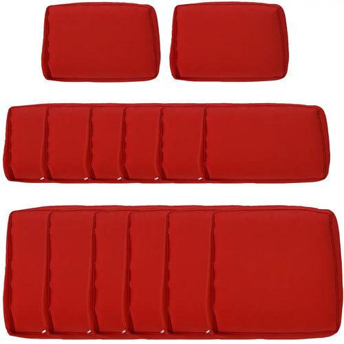14pc Patio Rattan Sofa Set, Polyester Cover Replacement, Red