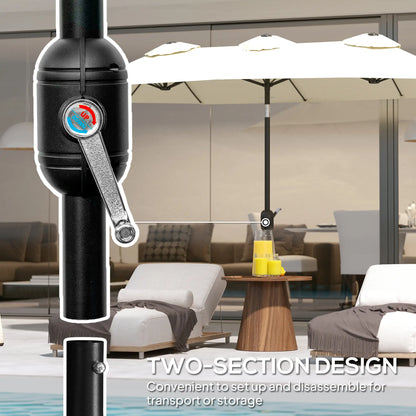 9.7' Double-Sided Patio Umbrella, Tilt Crank Vents, Cream White Sun Umbrellas at Gallery Canada