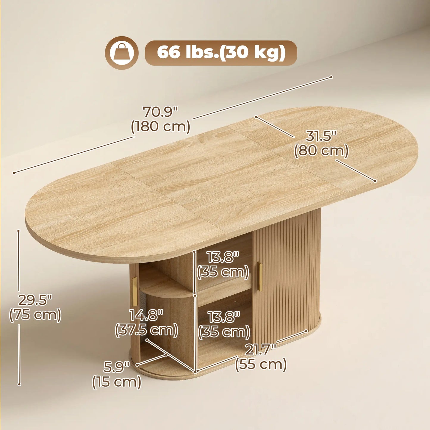 Table de salle à manger moderne de style ferme, chêne