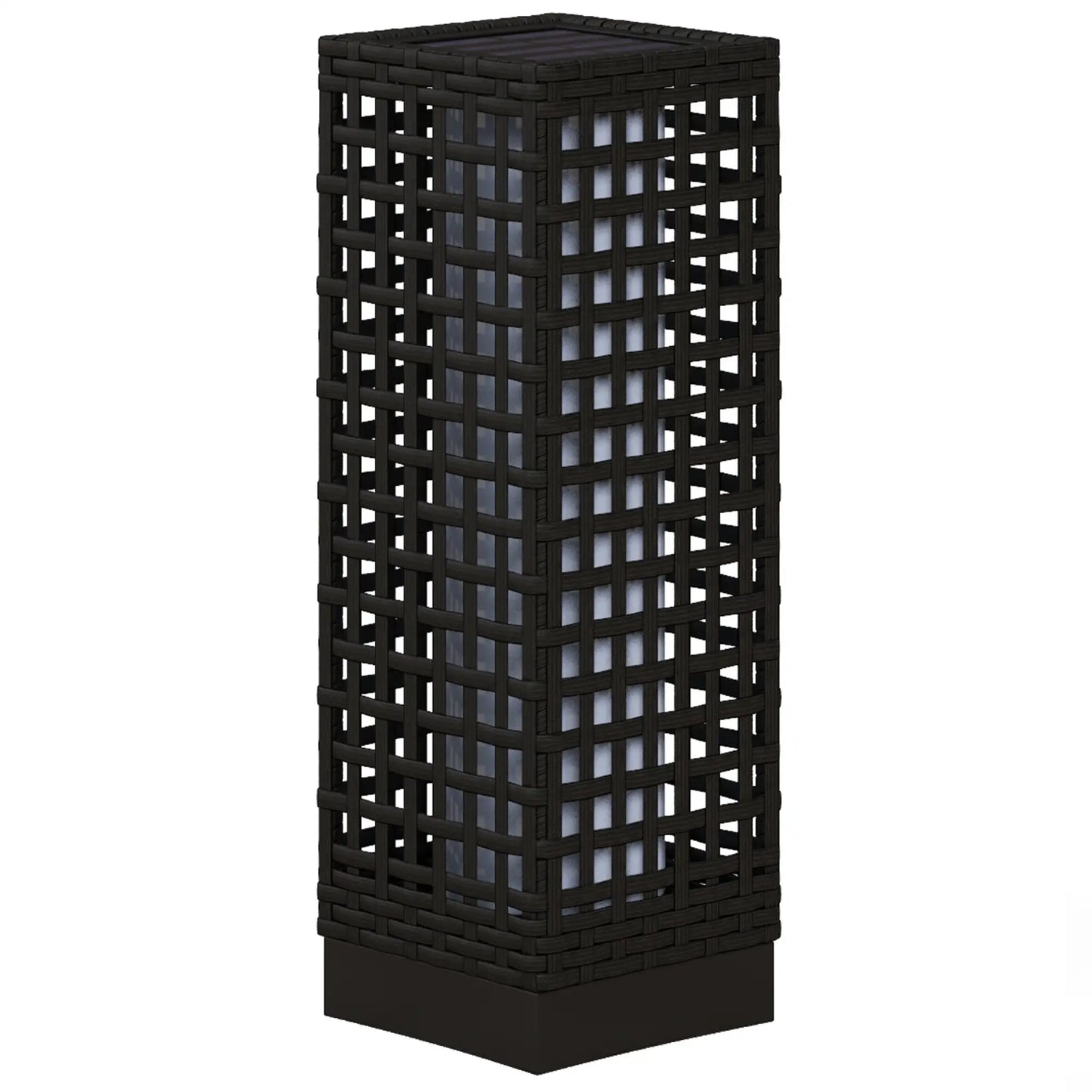 Wicker Solar Outdoor Lamp, Auto On/Off LED, IP44, Black Solar Post Lamps Black at Gallery Canada