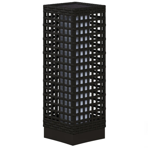 Wicker Solar Outdoor Lamp, Auto On/Off LED, IP44, Black