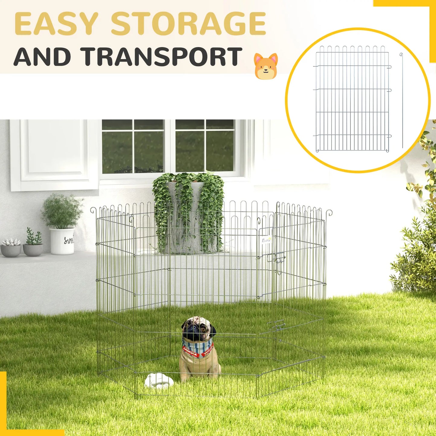 36 Inch 8-Panel Dog Playpen, Foldable Pet Exercise Crate, Black Dog Cages & Crates at Gallery Canada
