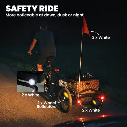 Bike Cargo Trailer, 16" Wheels, Quick Release, Cargo Net, Red Flag, Red Bike Cargo Trailers at Gallery Canada