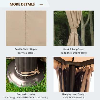 Deck Gazebo with Curtains, Mesh Screen, 10ft x 10ft, Khaki Gazebos at Gallery Canada
