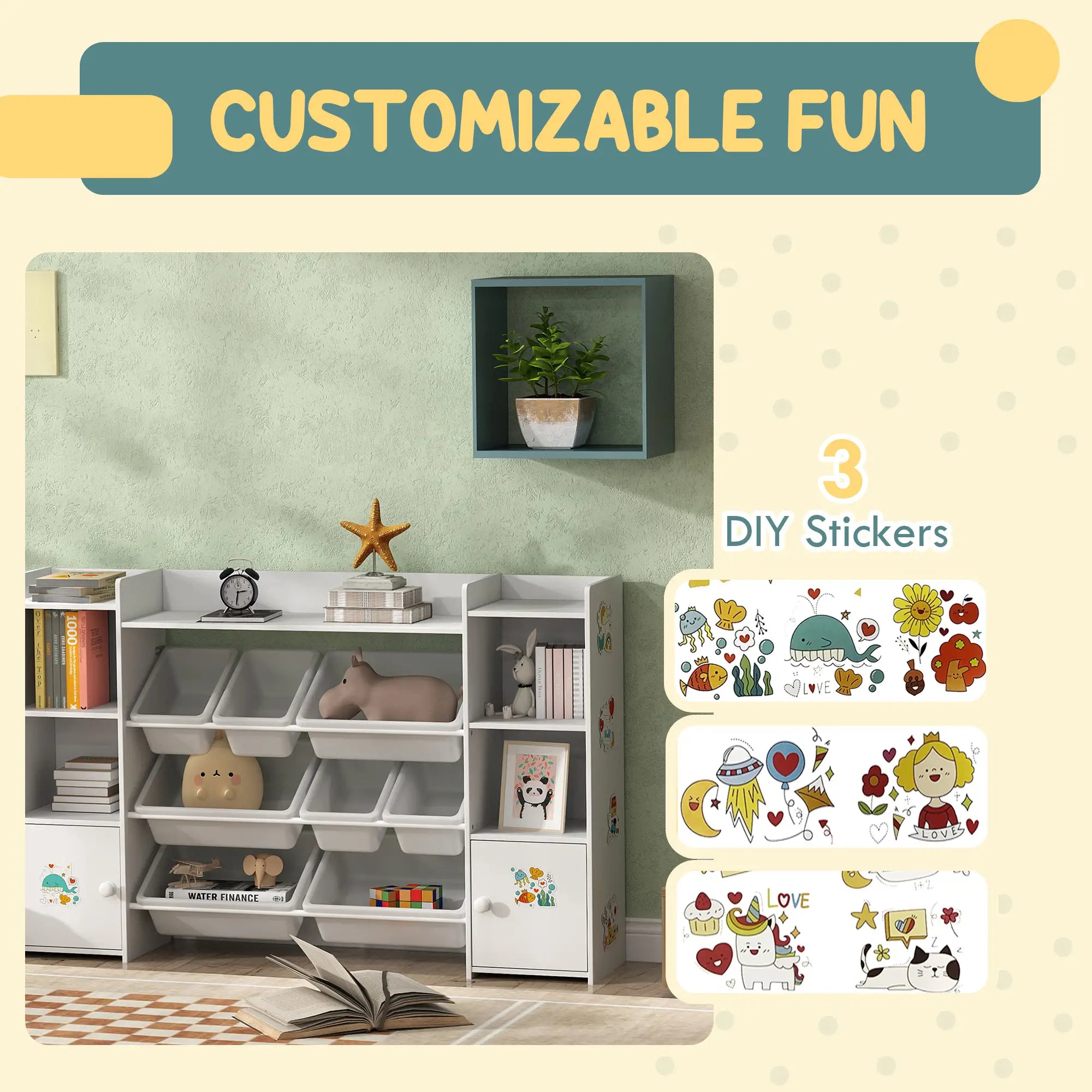 Kids Toy Organizer With 8 Removable Bins, Bookshelf, White Bookshelves & Bookcases at Gallery Canada