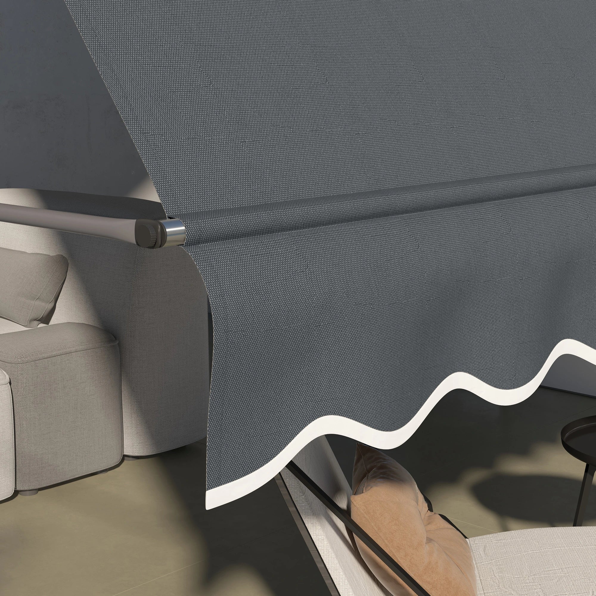 11.5' x 4' Manual Retractable Awning, Freestanding, UV Resistant, Dark Grey Patio Awnings at Gallery Canada