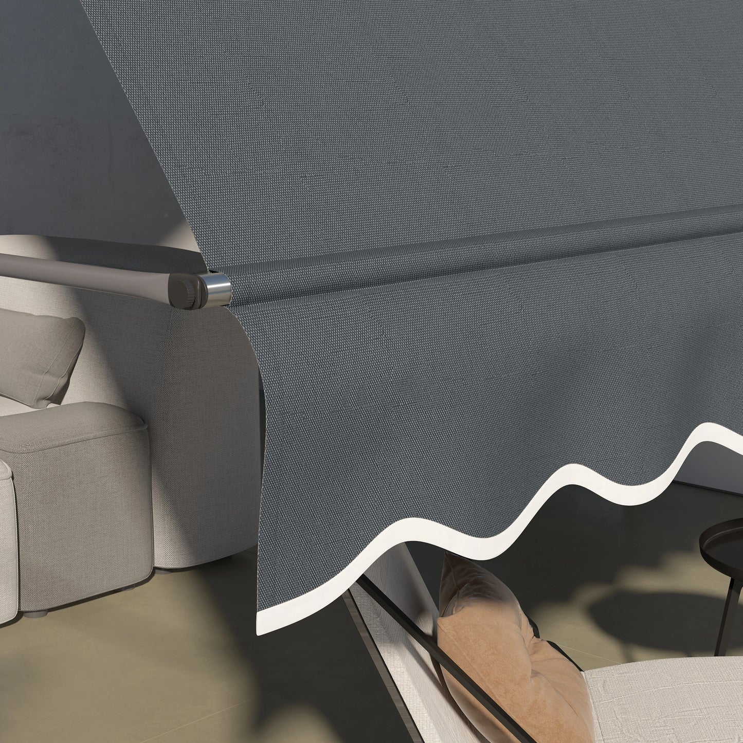 11.5' x 4' Manual Retractable Awning, Freestanding, UV Resistant, Dark Grey Patio Awnings at Gallery Canada