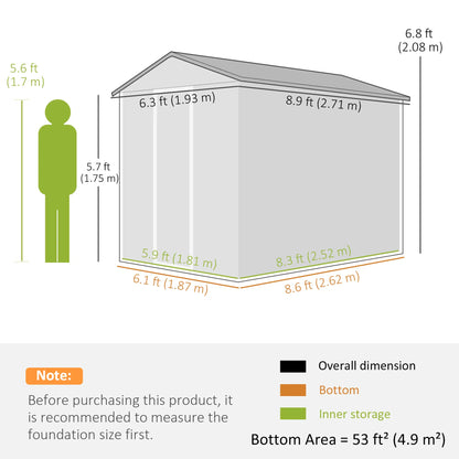 9' x 6' Green Garden Shed, Outdoor Storage With Sloped Roof, Green