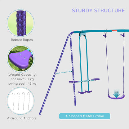 3 in 1 Metal Swing Set, Double Swings, Glider, Purple Gym Sets & Swings at Gallery Canada