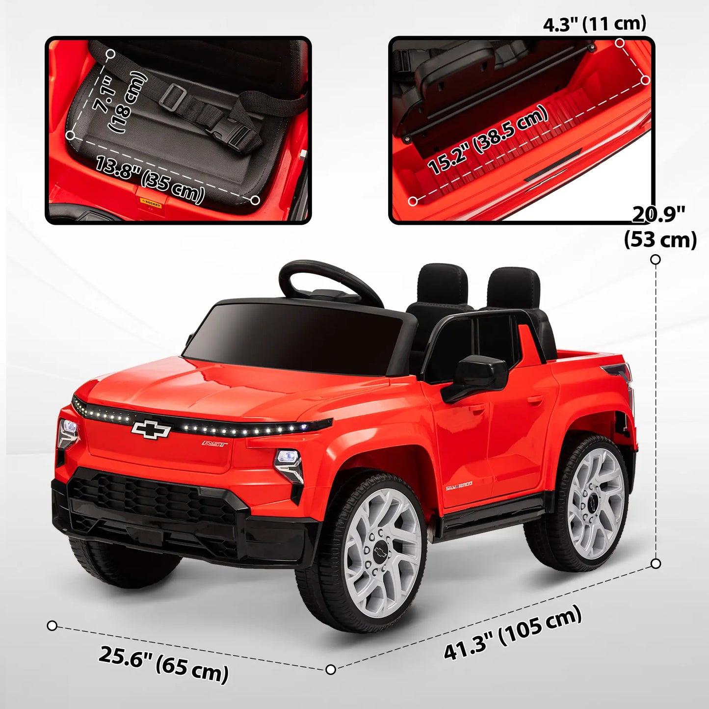12V Chevrolet Silverado EV RST Licensed Kids Car, Remote Control, Red Electric Toy Cars at Gallery Canada