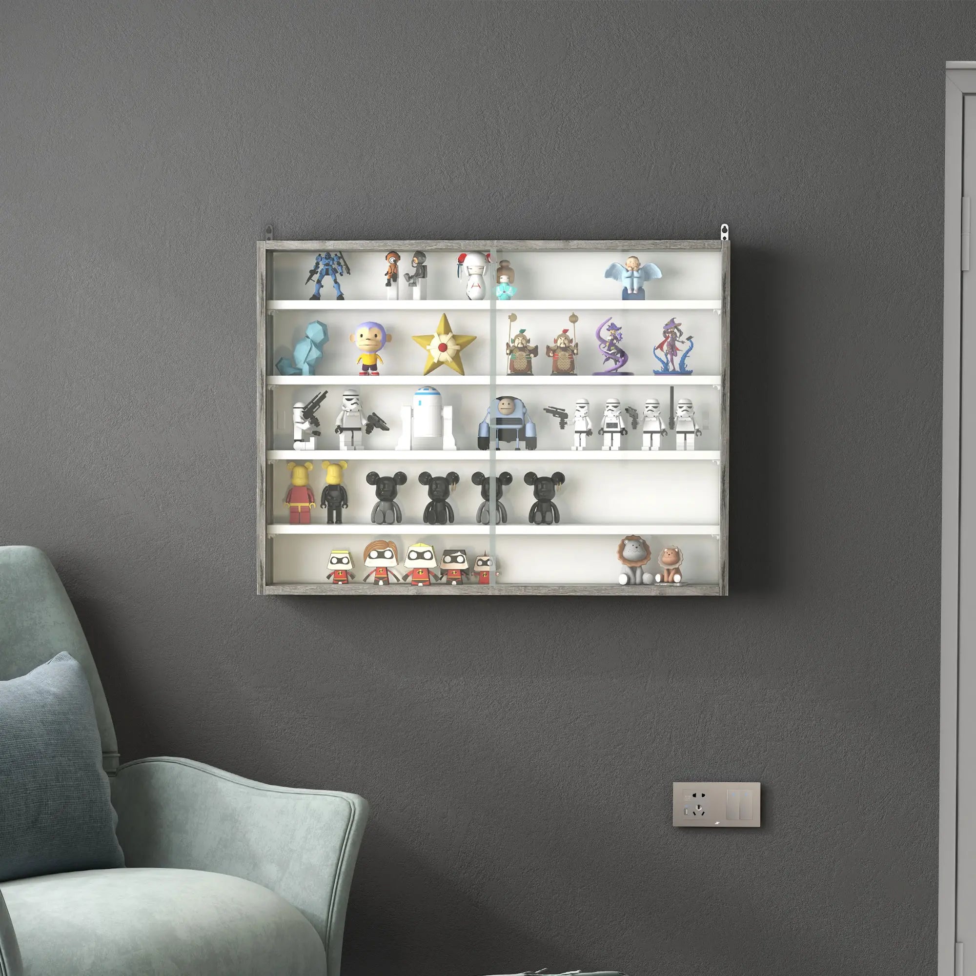 5-Tier Display Cabinet, Glass Curio Cabinet, White Display Bookshelves at Gallery Canada
