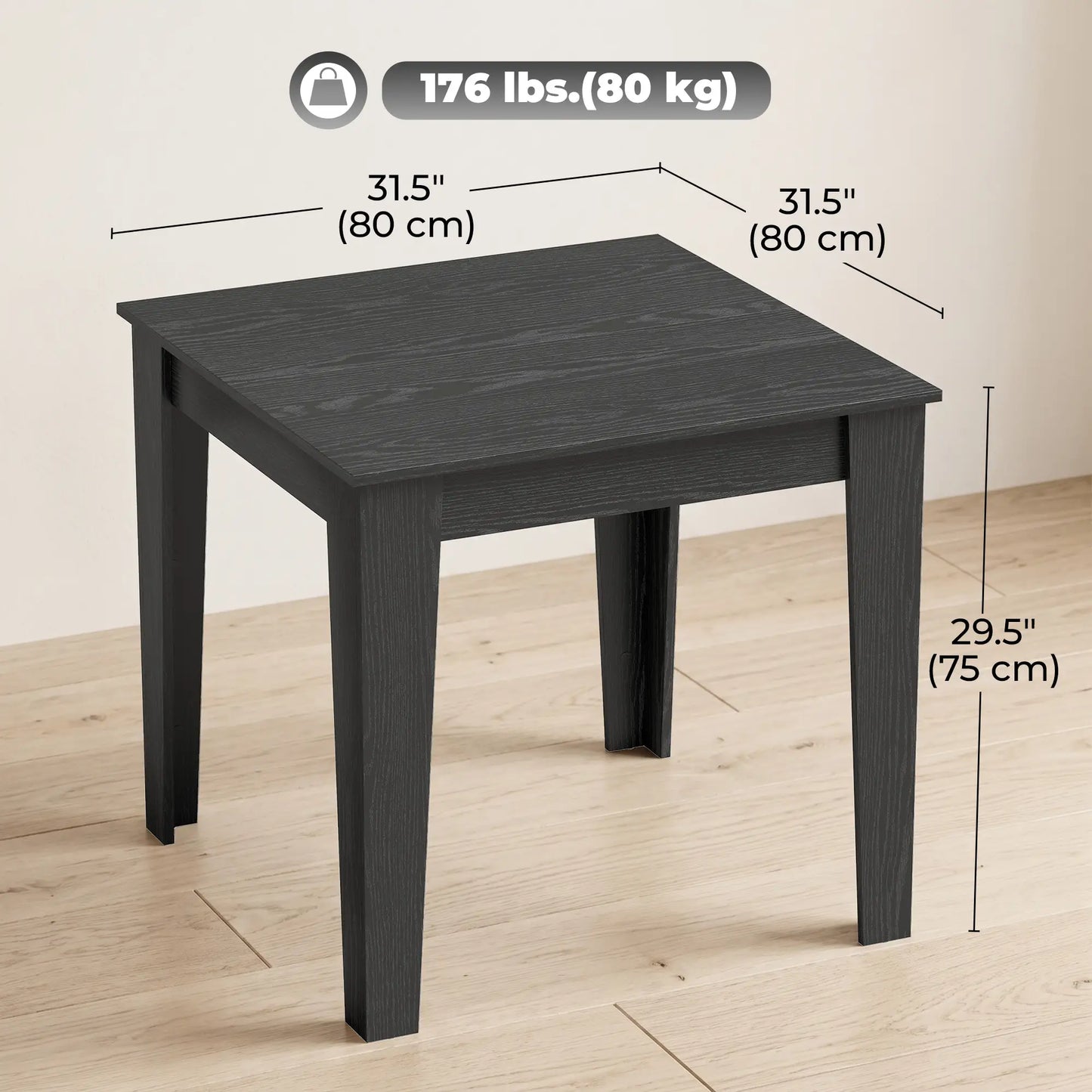 Square Dining Table for 4, 31.5" Wood Effect, Kitchen Dining Tables at Gallery Canada