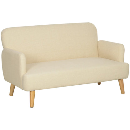 Velvet Fabric 2 Seater Sofa, Small Loveseat 8.3" Thick, Cream White 2-Seater Sofas at Gallery Canada