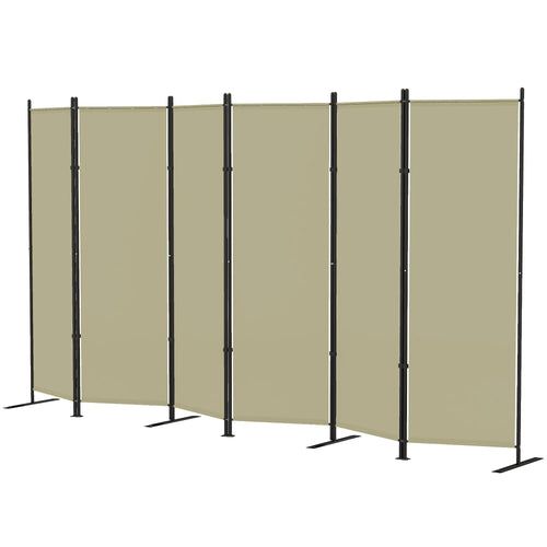 6 Ft Folding Room Divider, Portable Privacy Screen, Beige