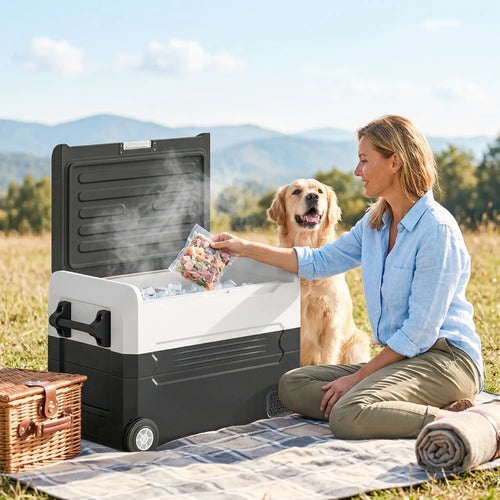 12V Car Refrigerator, 42QT, App Control, DC/AC Power, Black