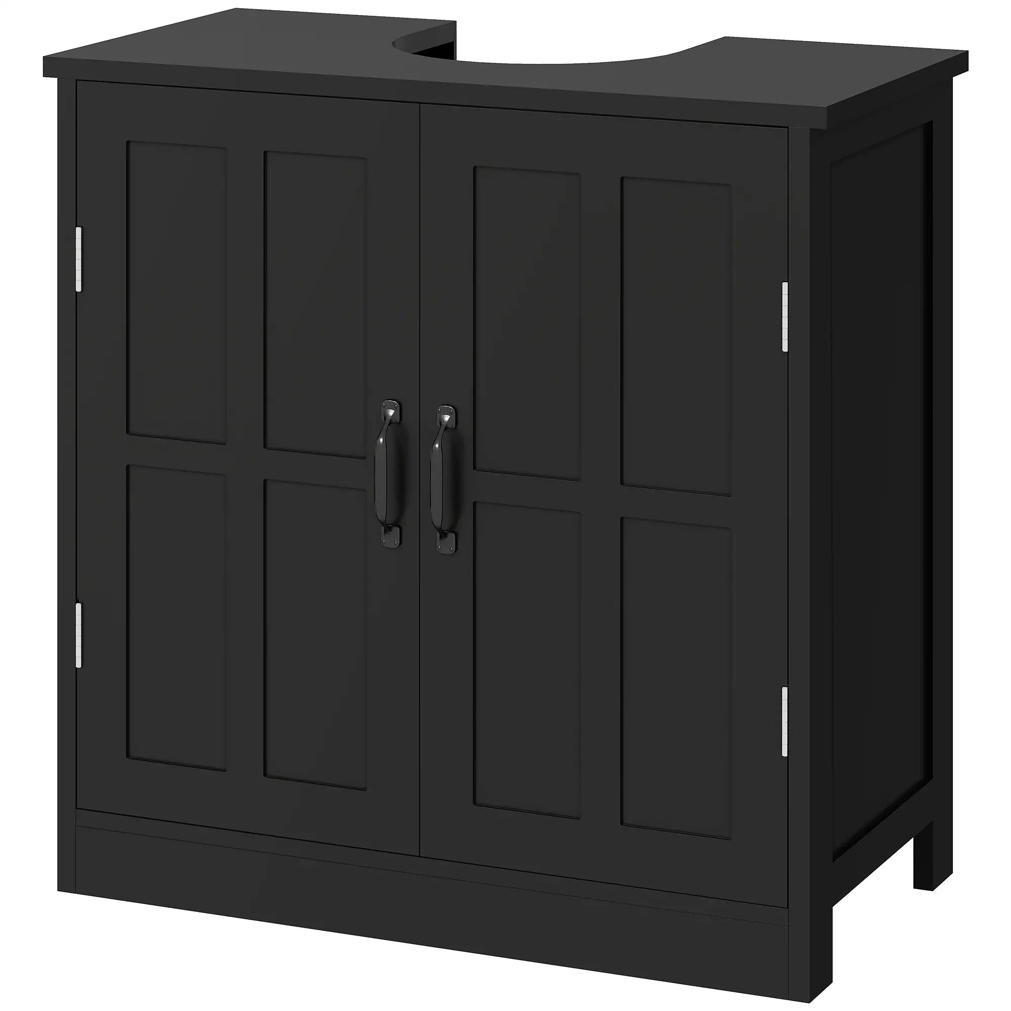 Pedestal Under Sink Vanity Cabinet, Double Doors, Adjustable Shelf, Black Sink Cabinets Black at Gallery Canada