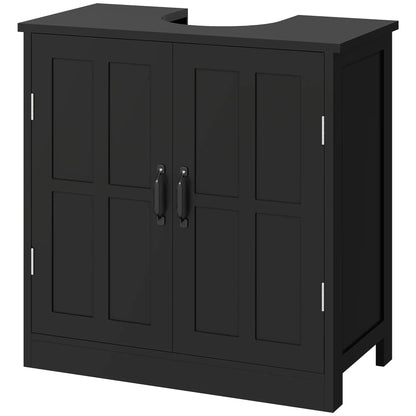 Pedestal Under Sink Vanity Cabinet, Double Doors, Adjustable Shelf, Black Sink Cabinets Black at Gallery Canada