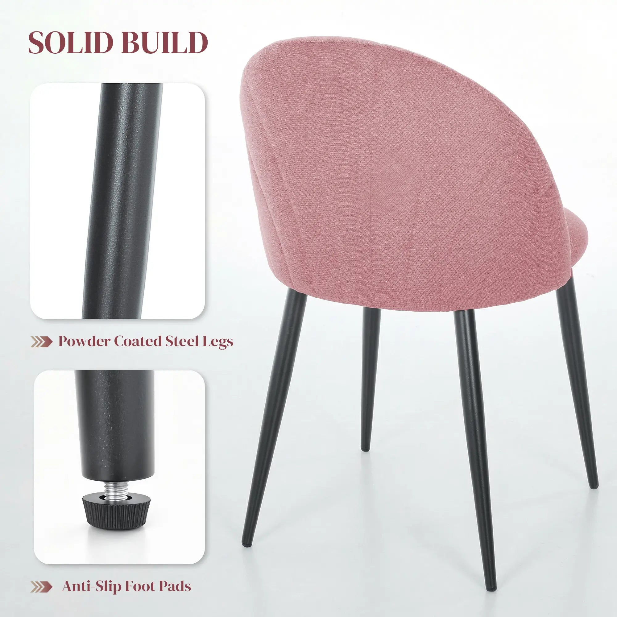 Modern Dining Chairs Set Of 4, Upholstered, Metal Legs, Pink Dining Chairs at Gallery Canada