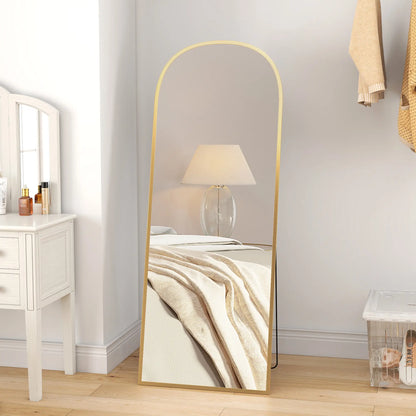 Arched Standing Mirror, 64" x 24", Full Length Mirror, Gold Full Length Mirrors at Gallery Canada