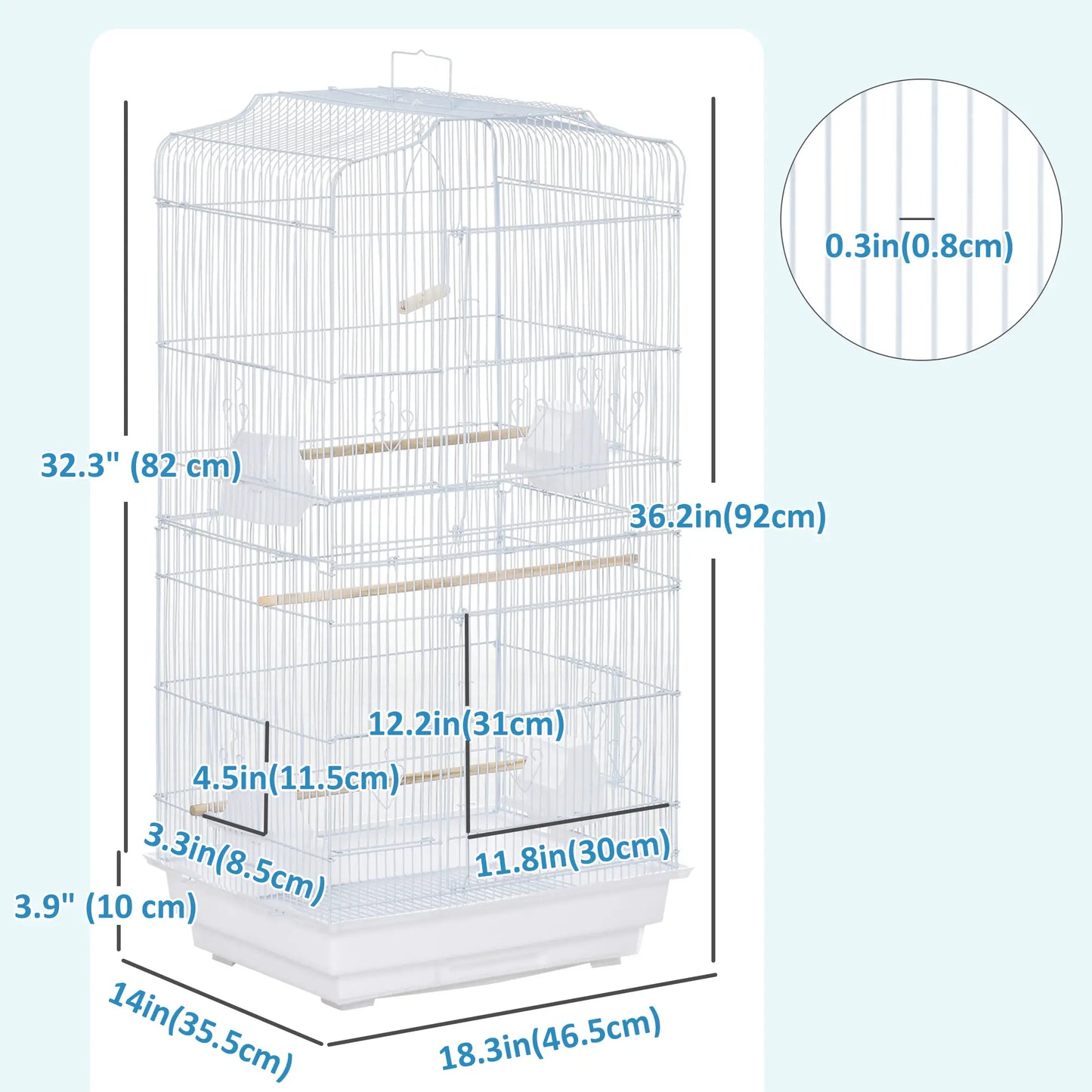 36" Bird Cage, Macaw Play House, Parrot Flight Cage, White Bird Cages at Gallery Canada