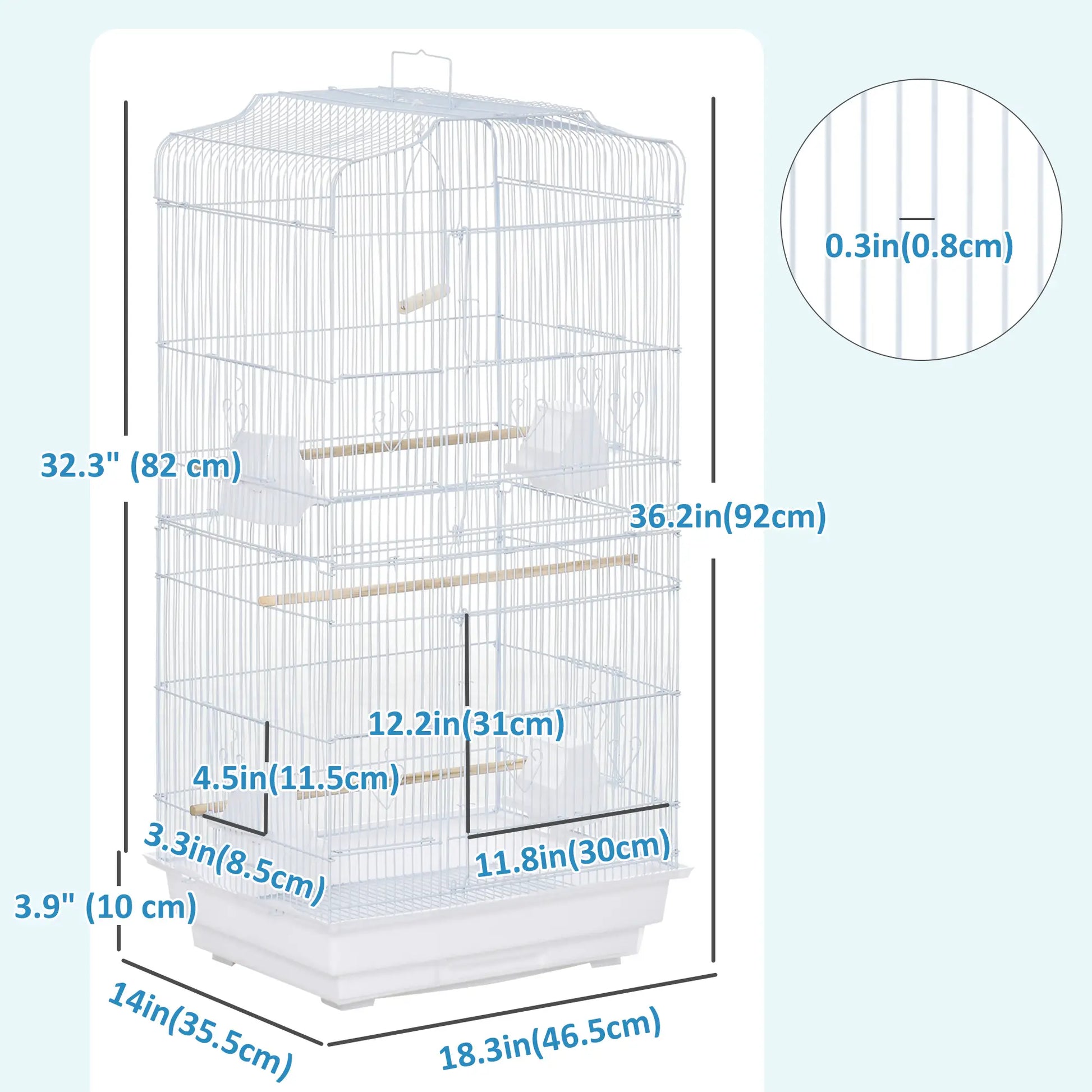 36" Bird Cage, Macaw Play House, Parrot Flight Cage, White Bird Cages at Gallery Canada