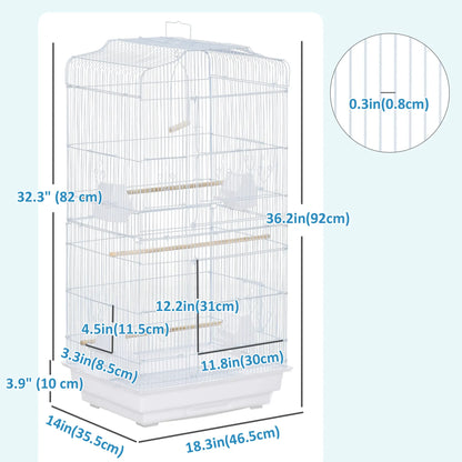 36" Bird Cage, Macaw Play House, Parrot Flight Cage, White Bird Cages at Gallery Canada