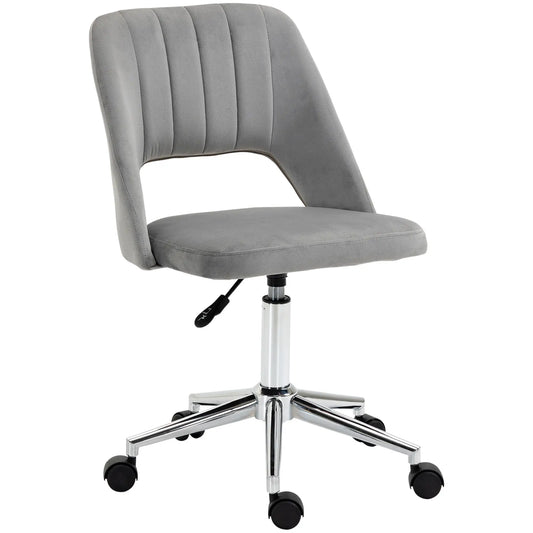 Velvet Swivel Office Chair, Scallop Back, Grey Task Chairs Grey at Gallery Canada