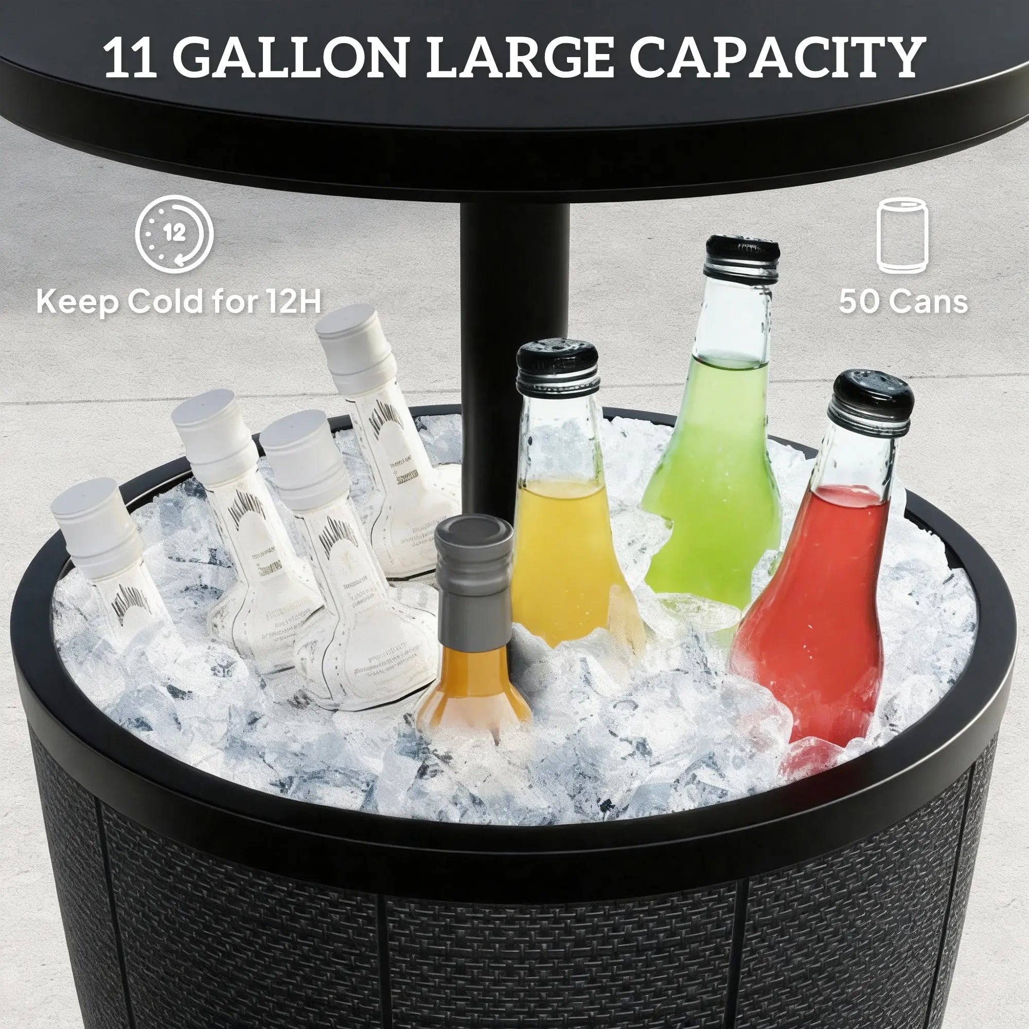 11 Gallon Patio Cooler Side Table, Adjustable Top, Drainage Plug, Black Patio Side Tables at Gallery Canada