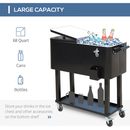 80 Quart Rolling Cooler Cart, Portable Ice Beverage Bin, Outdoor Party, Black Cooler Boxes at Gallery Canada