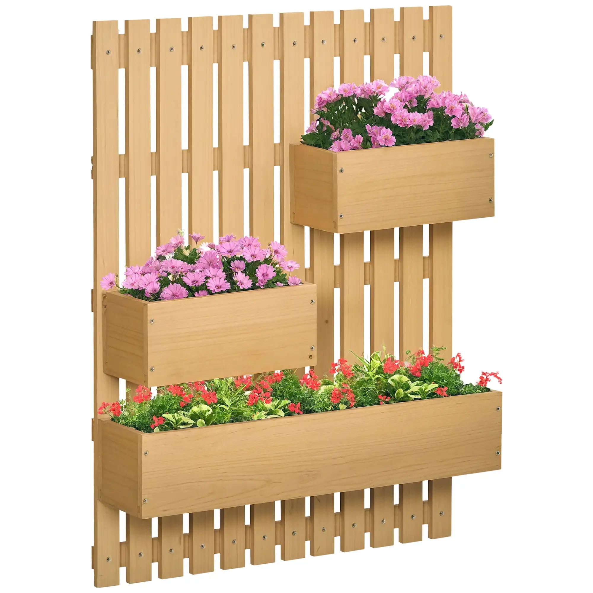 3 Box Raised Garden Bed with Trellis, Wall-Mounted Wood Planter Raised Garden Beds at Gallery Canada