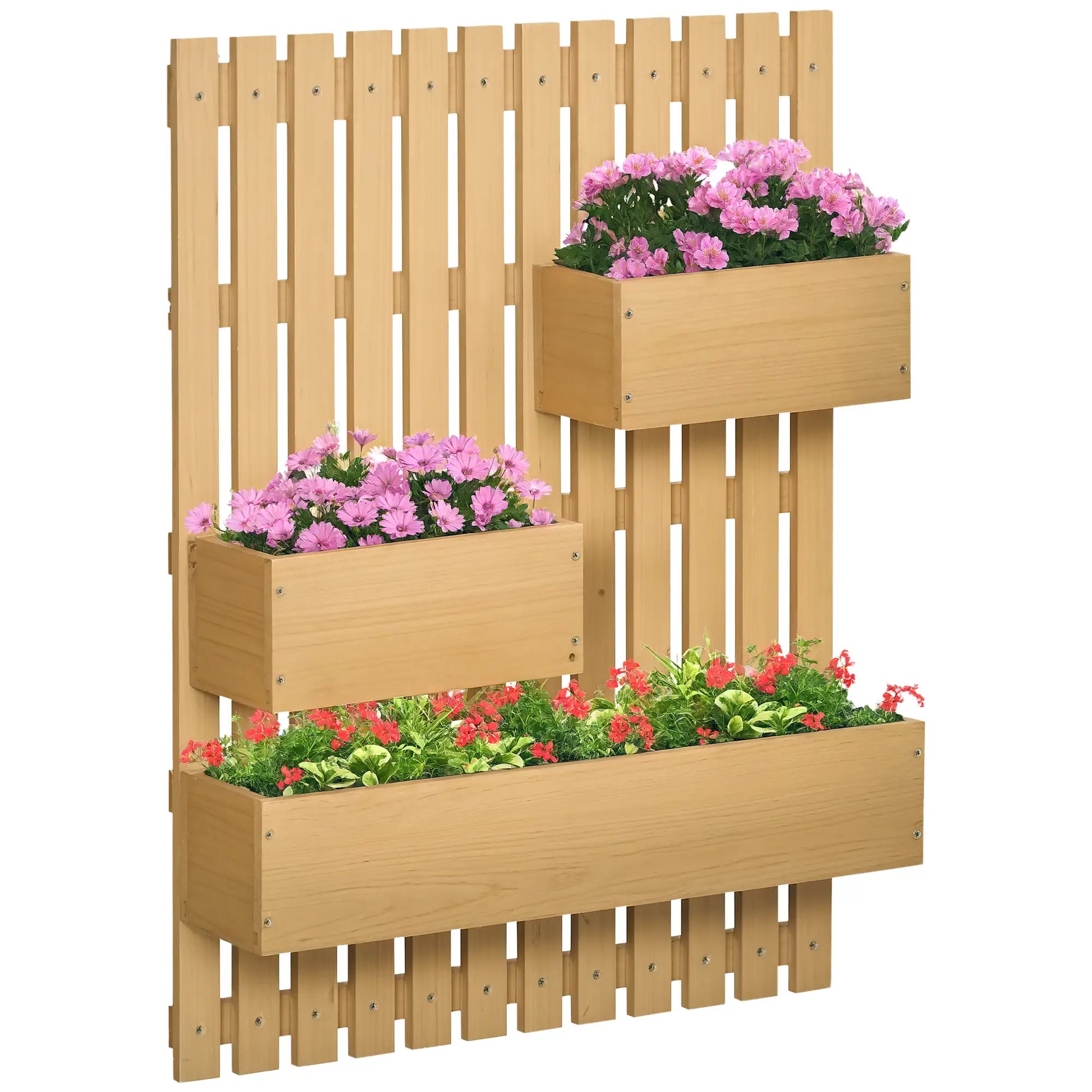 3 Box Raised Garden Bed with Trellis, Wall-Mounted Wood Planter Raised Garden Beds at Gallery Canada