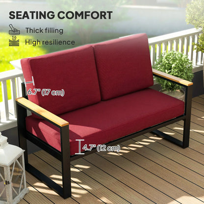 2 Seater 5" Thick Outdoor Seat Cushions, 7" Backrest, Wine Red Patio Chair Cushions at Gallery Canada