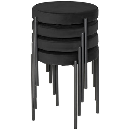 Round Backless Dining Chairs, Stacking Stools Set of 4, Black Dining Chairs at Gallery Canada