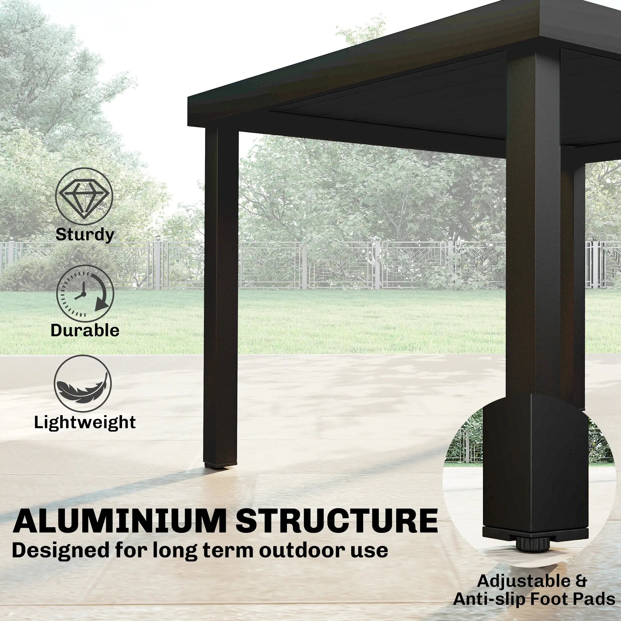 Aluminum Outdoor Dining Table for 6, 47.2