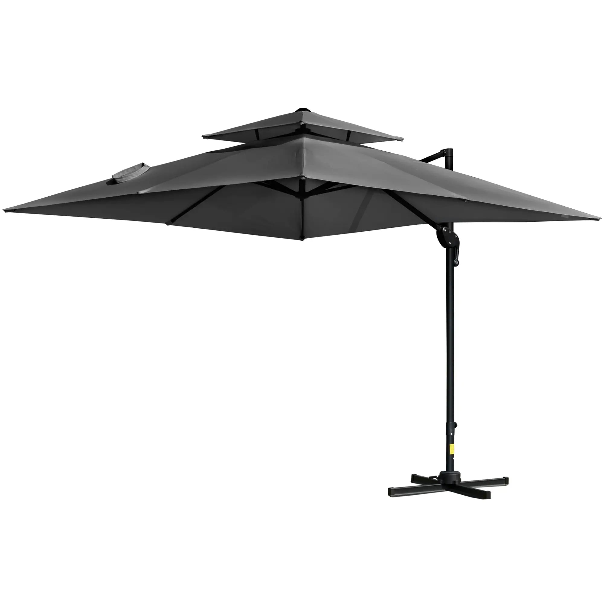 10' x 10' Cantilever Patio Umbrella, Double Top, 360° Rotation, 5 Tilt Angles, Charcoal Grey Cantilever Umbrellas at Gallery Canada