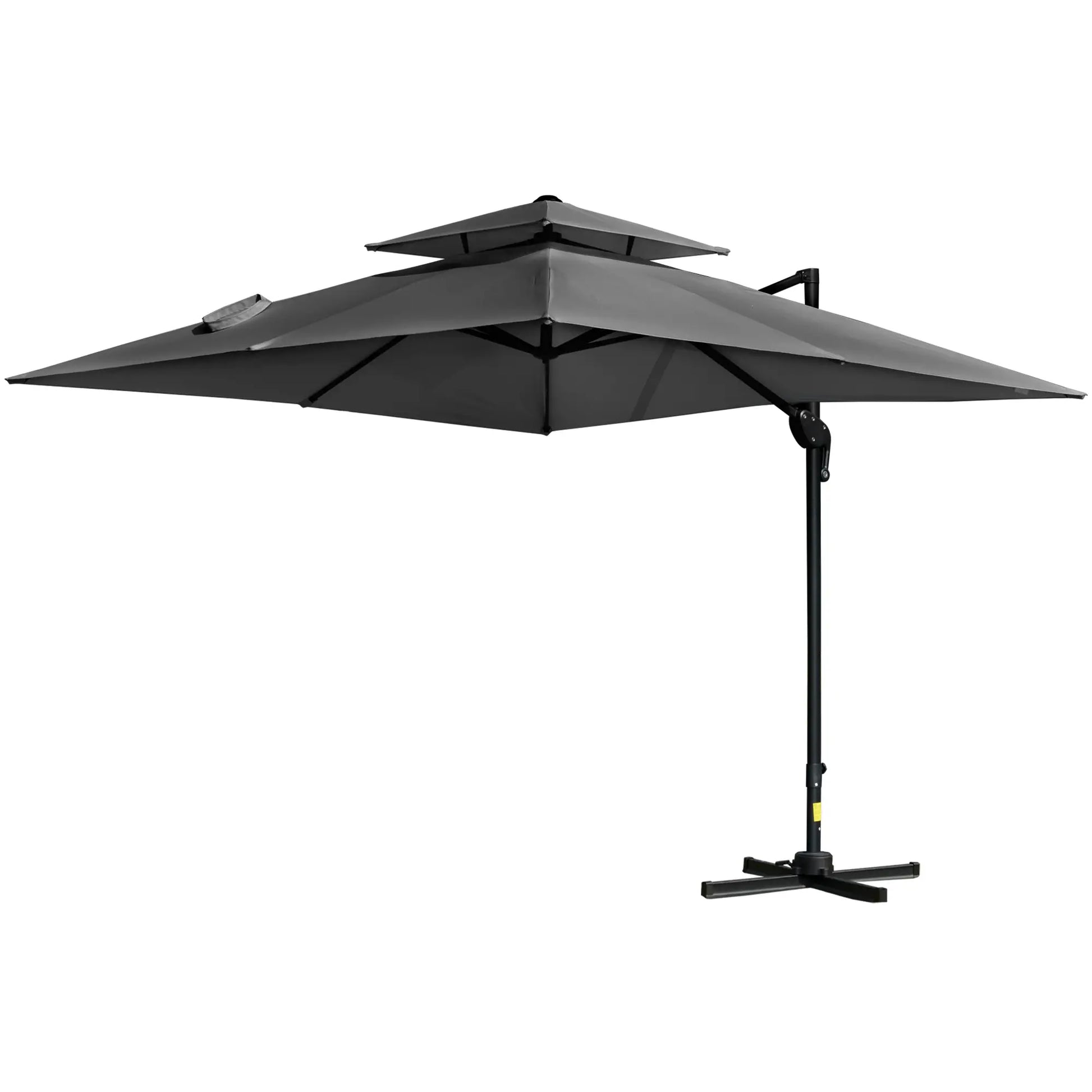 10' x 10' Cantilever Patio Umbrella, Double Top, 360° Rotation, 5 Tilt Angles, Charcoal Grey Cantilever Umbrellas at Gallery Canada