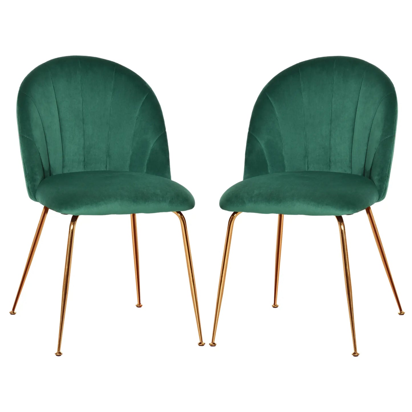 Modern Dining Chairs Set of 2, Upholstered, Gold Metal Legs, Green Bar Stools at Gallery Canada